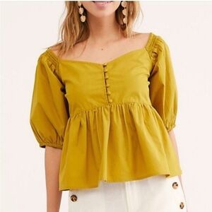 NWT Free People Veronica Sweetheart Top in Relic Bronze, size medium